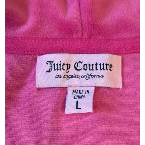 Juicy Couture Soft Velour Hot Pink Track Suit Jacket Pants Set Size Large - Picture 9 of 12